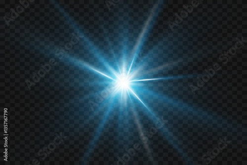 Flash of star and light rays of light.