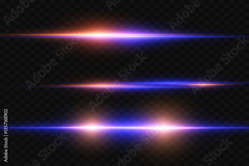 Glowing effect of flash of light and line.