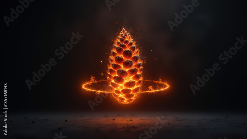 A burning wildfire with smoke rising up into a dark sky. photo