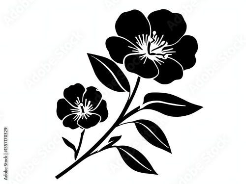 vector floral background, Silhouette Illustration Of Two Flowers On White Background