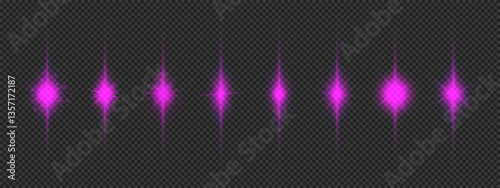 Set of purple light effects of lens flares