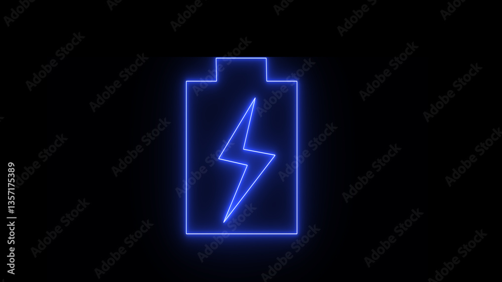 Abstract neon battery charging icon . neon lightning bolt, glowing sign. Abstract neon battery charging icon . neon lightning bolt, glowing sign.
