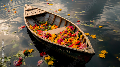 A traditional Shikara boat on the iconic Srinagar Dal Lake