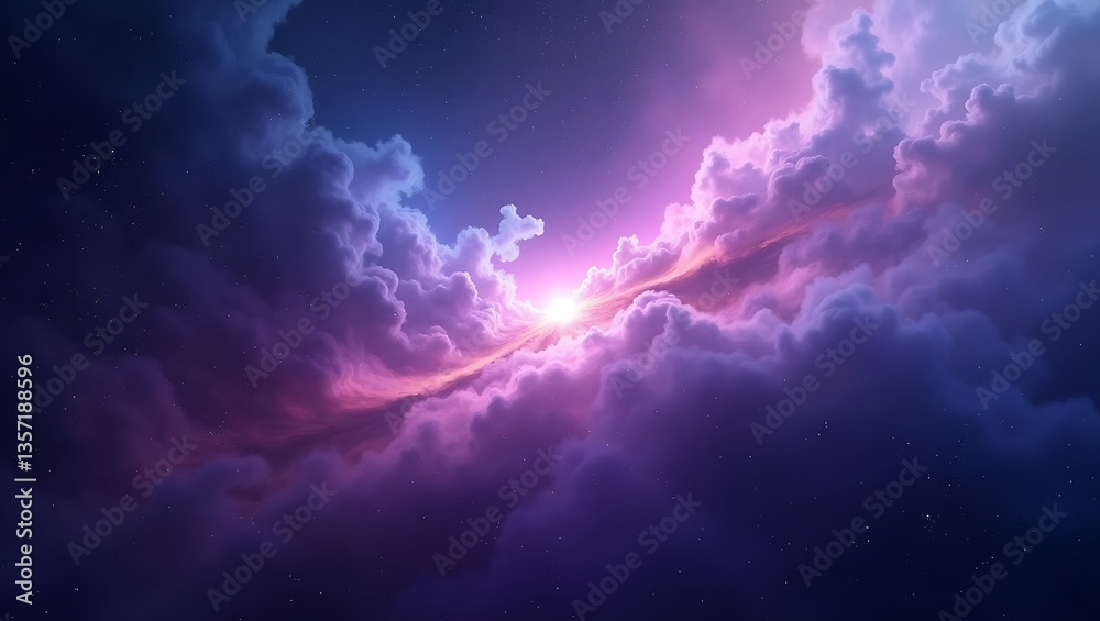 Obraz premium Blue sky with sun and clouds, a beautiful natural scene with light and dramatic weather