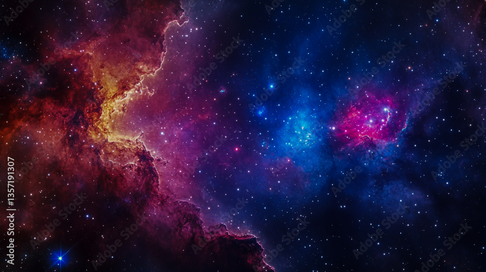 Naklejka premium Stunning Nebula and Galaxies in Deep Space – Abstract Cosmic Background.