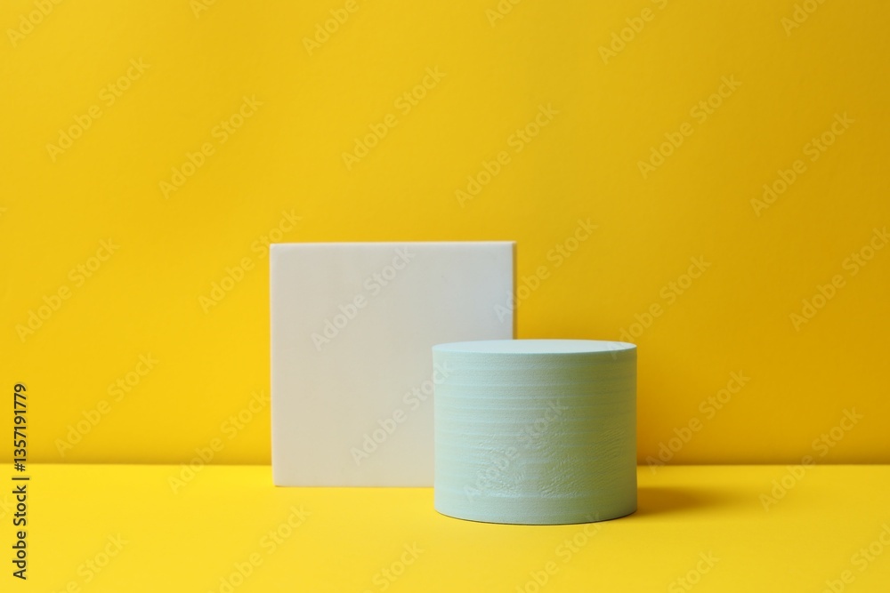 Podiums on a yellow background Podiums on a yellow background