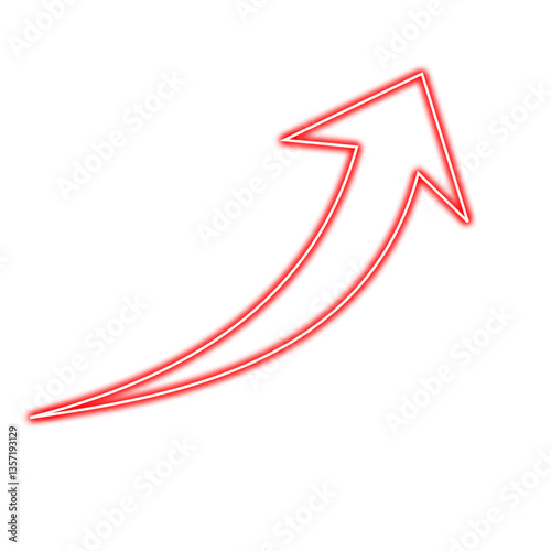 A glowing red neon upward arrow icon, symbolizing growth, success, and progress. Perfect for business, finance, UI/UX, infographics, marketing, and digital designs. Modern and futuristic look.