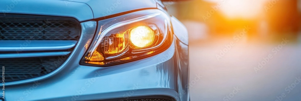 Fototapeta premium Close-up of a car headlight