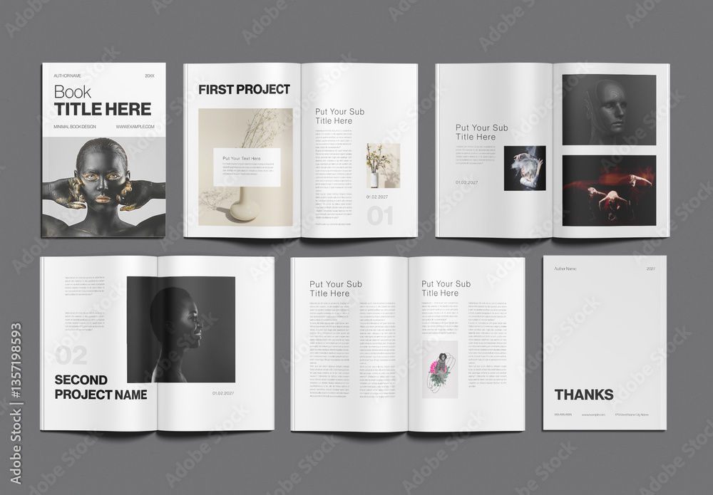 Mini Book Design Using Magazine Minimal Book And Magazine Layout Stock Template | Adobe Stock