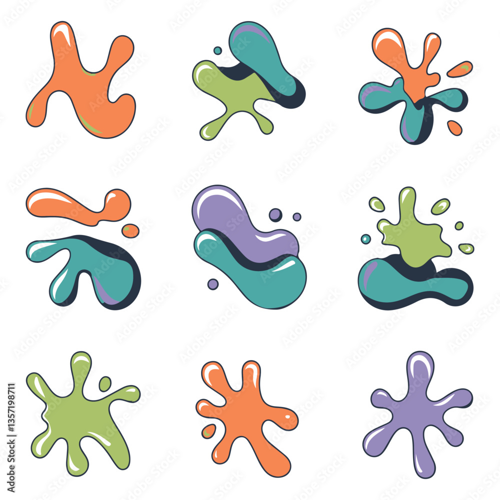 Flat Liquid Splash Icons. Flat Liquid Splash Icons.