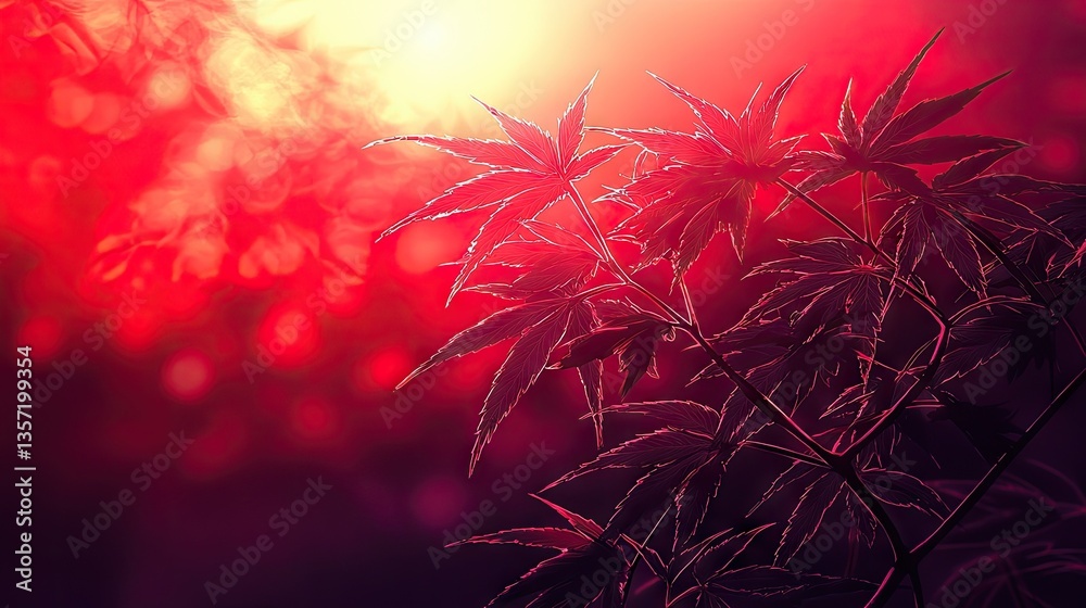 Autumn maple leaves backlit by sun Autumn maple leaves backlit by sun