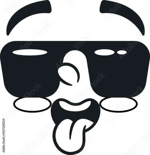 Funky cool doodle facial emotion