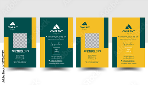 Modern Identity Card, Id Card Layout green Accents, Modern and minimalist id card template, Creative id card design for your company employee
Modern and simple id card design bundle, Corporate id .