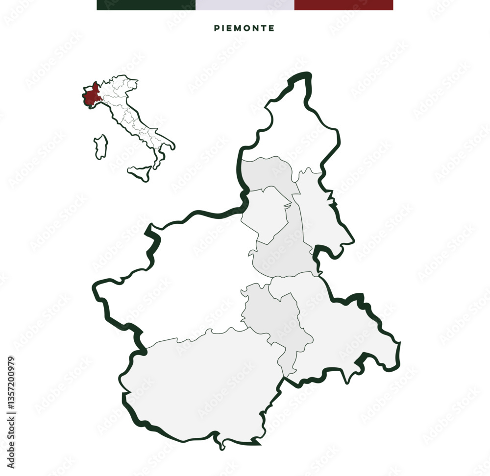 Obraz premium Regione Piemonte in Italia - mappa vettoriale 