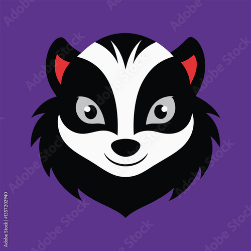 a smug skunk head with raised fur