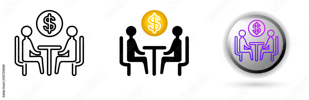 Meeting Icon concept of productivity, work and professional environment. Various styles of outline, solid and glossy effects, ideal for business presentations, corporate websites etc. Meeting Icon concept of productivity, work and professional environment. Various styles of outline, solid and glossy effects, ideal for business presentations, corporate websites etc.