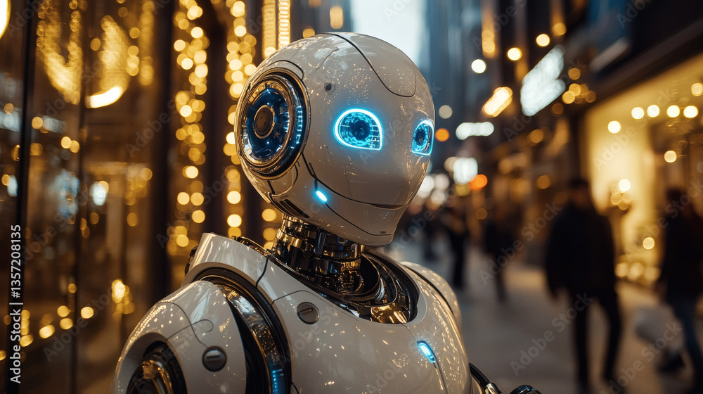 Fototapeta premium Business Meeting of the Future: Human and AI Robot