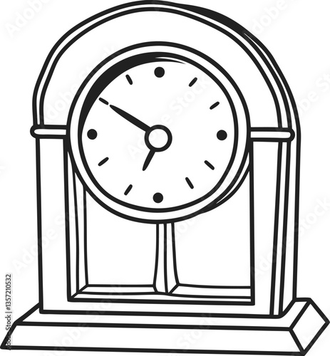 vintage mantel clock sketch timeless elegance, antique decor, classic timepiece design concept