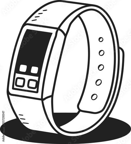 Monochrome smart fitness tracker displaying minimalist design, wearable tech innovation