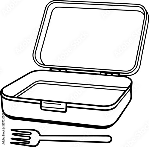 empty lunchbox with fork outline minimalistic food container design for meals or snacks