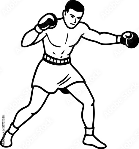 Boxer in fighting stance ready for action