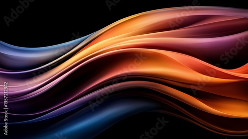 Abstract Swirling Colors Vibrant Hues on Black.
