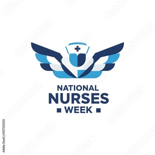 National nurses week celebrating healthcare heroes with wings and heart symbol