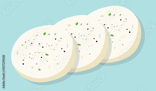 Mozzarella cheese slices. Vector illustration.