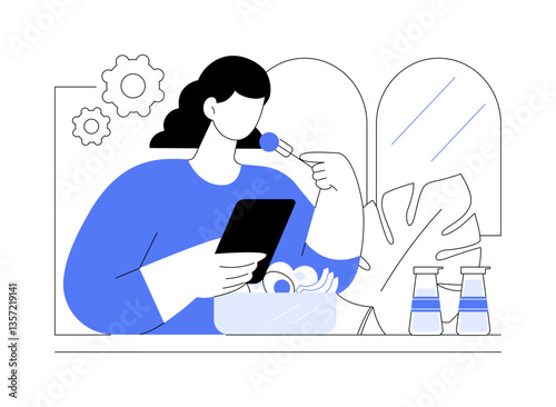 Scrolling social media isolated cartoon vector illustrations.