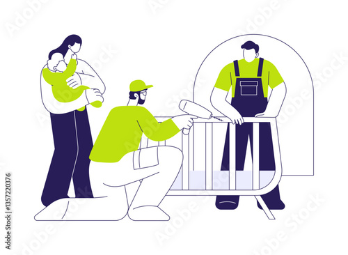 Custom baby furniture abstract concept vector illustration.