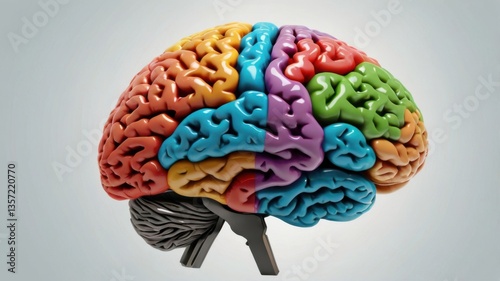 Create an illustration of a human brain filled with colors to represent self-care and mental wellness.