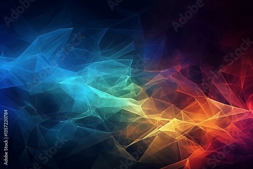 Digital vortex of color, abstract image. Geometric shapes in the glow of light. Generative AI