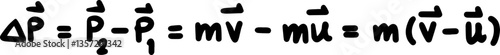 momentum Physics formulas handwritten illustration