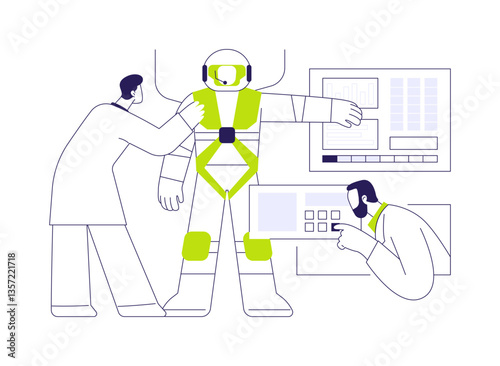 Astronaut training abstract concept vector illustration.