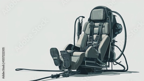 vector illustration technical illustration engineering design pilot seat ejection seat aircraft ejection seat modern ejection seat aircraft equipment aviation safety
