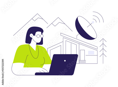 Space internet abstract concept vector illustration.