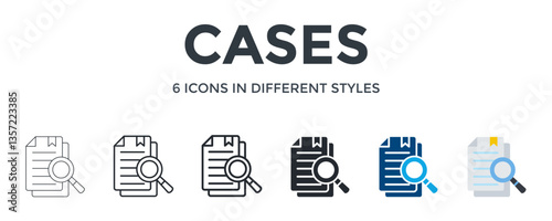 Cases Icon In Different Style Vector Illustration. Designed In Thin Line, Regular Line, Bold Line, Glyph, Color Fill, And Flat Style Can Be Used For Web