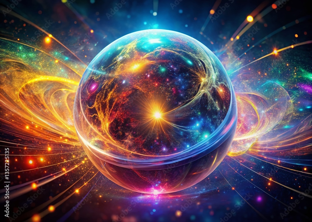 Obraz premium Cosmic Sphere: Abstract Light Particle Illustration