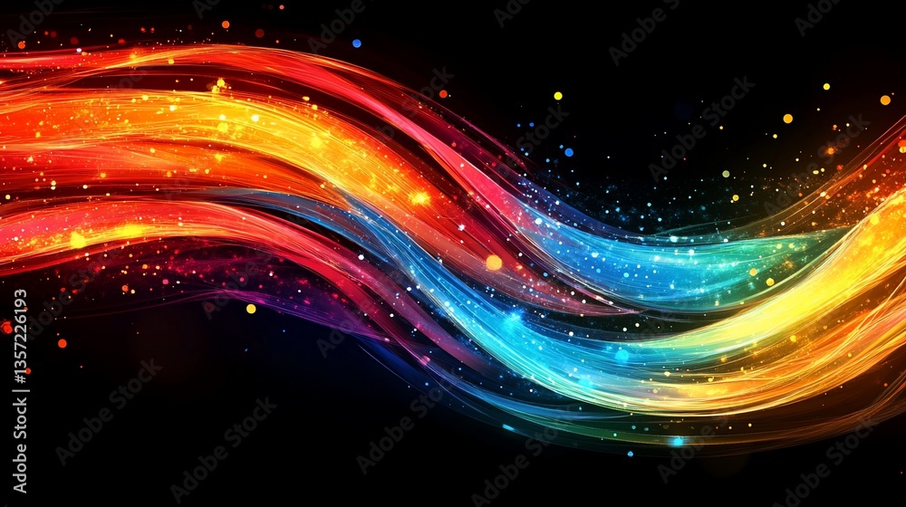 Obraz premium Fiery Icy Waves Abstract Art Background. (1)