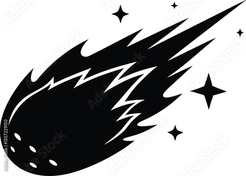 Falling meteor icon silhouette vector,Falling meteor clip art