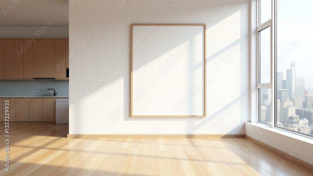 Fototapeta premium Modern Apartment Interior With Blank Frame