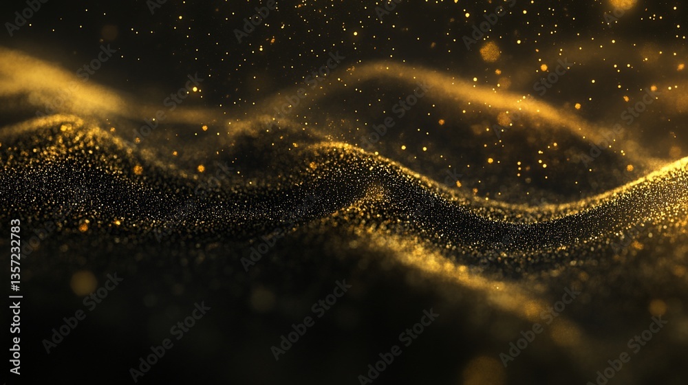 Abstract golden particles waves background Abstract golden particles waves background