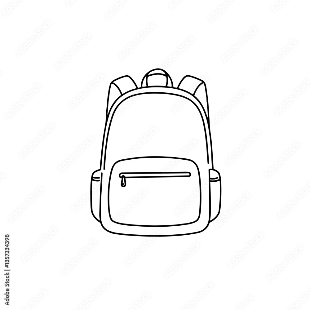 Simple outline of a backpack in black and white style Simple outline of a backpack in black and white style