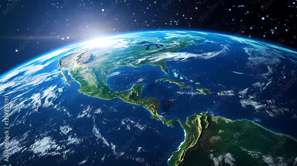 Fototapeta premium Earth from Space with North and Central America