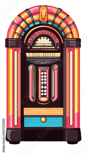 Vintage Jukebox Vector Illustration in Minimalist Flat Style for Retro Music Enthusiasts