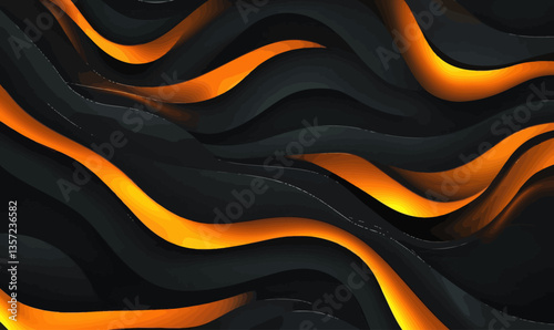 Dynamic Black and Orange Abstract Background with Yellow Light Accents for Modern Design