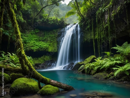Benang Stokel Waterfall: A Hidden Lombok Gem, Where Twin Streams Gracefully Cascade Over Lush Green Cliffs, Creating a Refreshing Oasis Amidst the Island’s Untouched Tropical Beauty