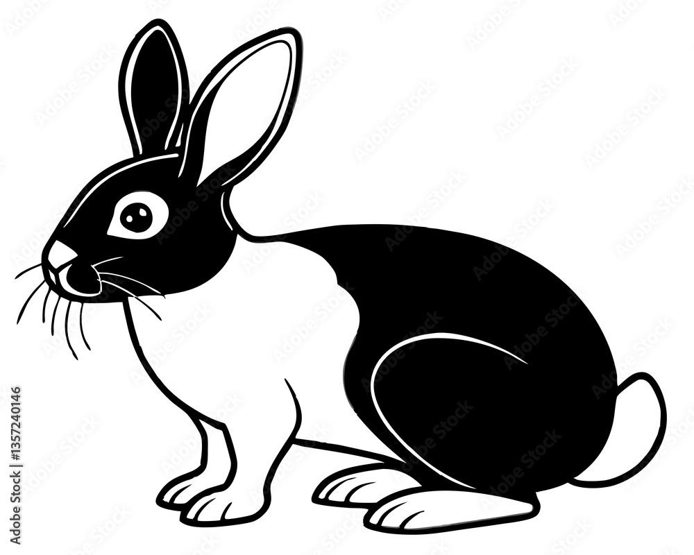Obraz premium A beautiful rabbit silhouette vector illustration on white background 