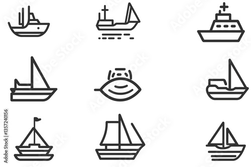 set of sailing ships icons