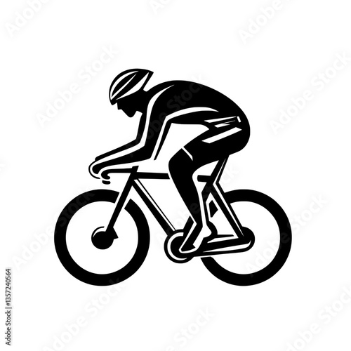 Icon of a cyclist pedaling on a bicycle in a minimalist style  